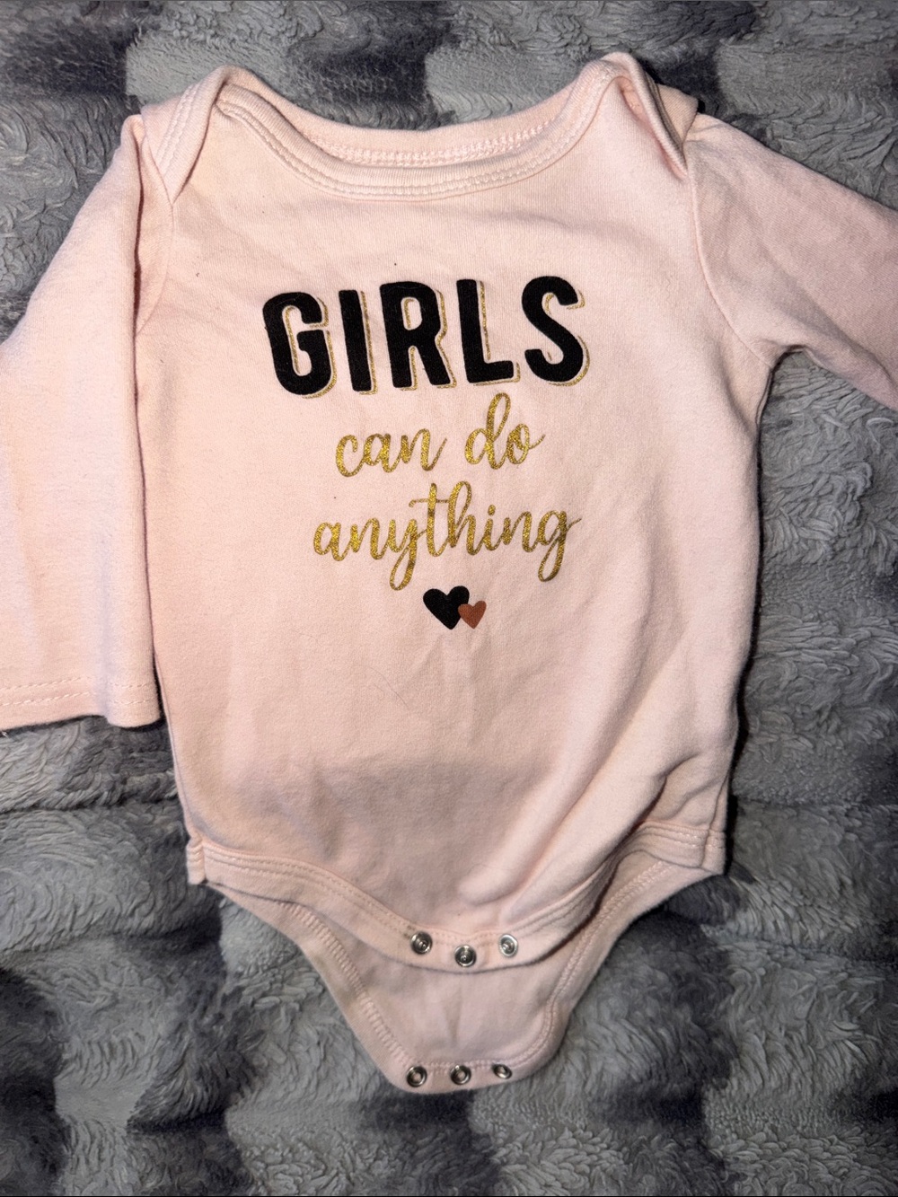 Girls Can Do Anything Pink Long-Sleeve One-Piece Bodysuit